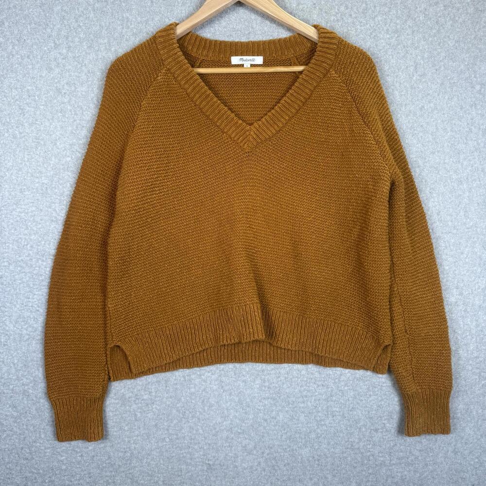 Madewell Hemlock V-Neck Pullover Sweater, Size Small Golden Pecan Brown